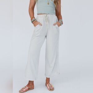 Three Bird Nest So Comfy Wide Leg Pant Cropped Small Beige S Like New